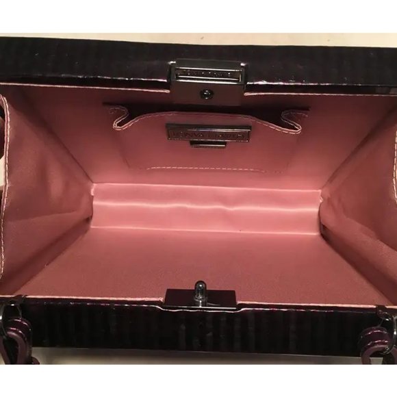 Tonya Hawkes Purple Metallic Embossed and Laser Cut Leather Clutch - Picture 6 of 8